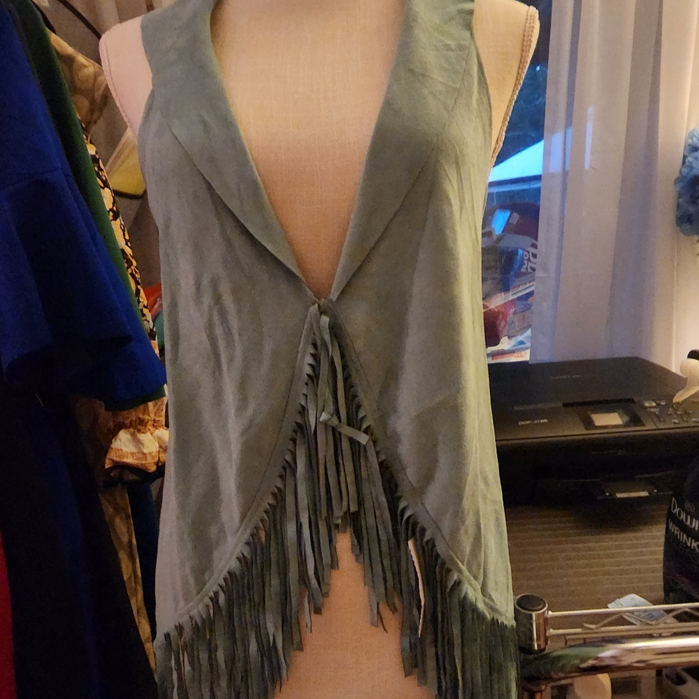 Soft suede vest from western store sage green